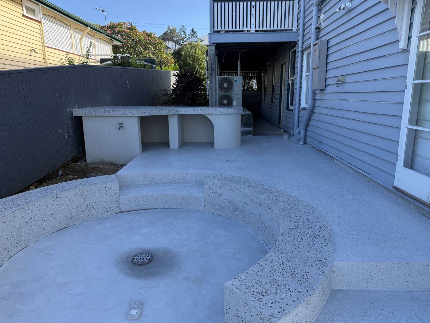 Polished concrete pool surround