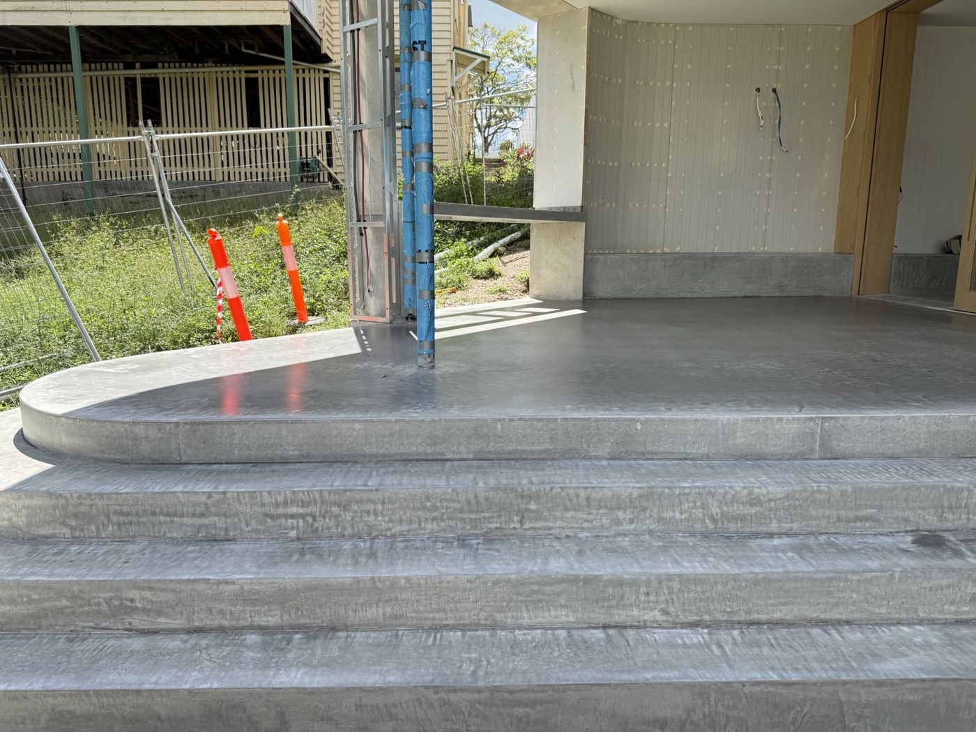 Burnished concrete driveway