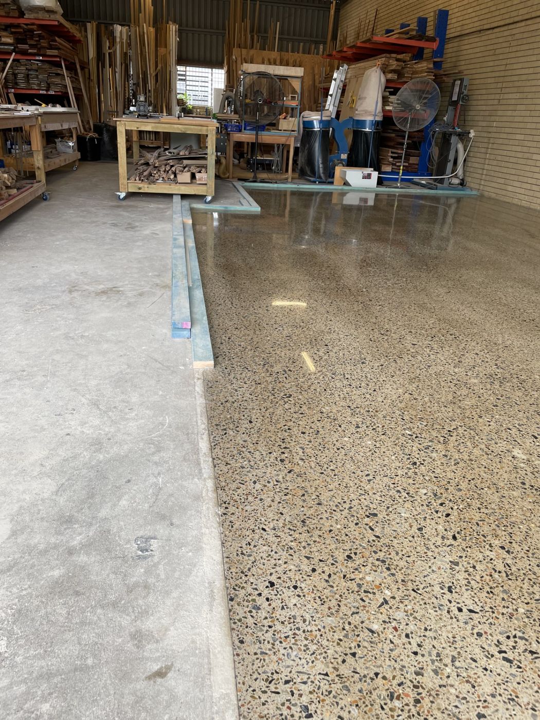 Full exposure polished concrete floor