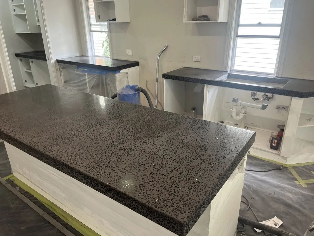 Polished concrete tabletop